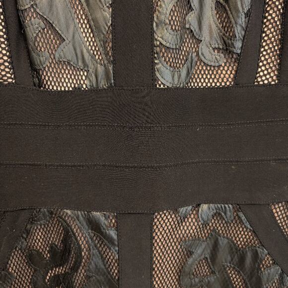 Frank Lyman Design Dress Black Bodycon Edgy Mob Wife LBD Sleek Luxe - Size 10 - Picture 5 of 7